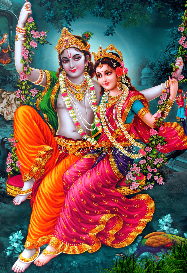 Radha Enjoying With Krishna Swinging PNG