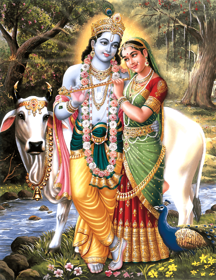 Radha Krishna Lovers Divine Flute PNG