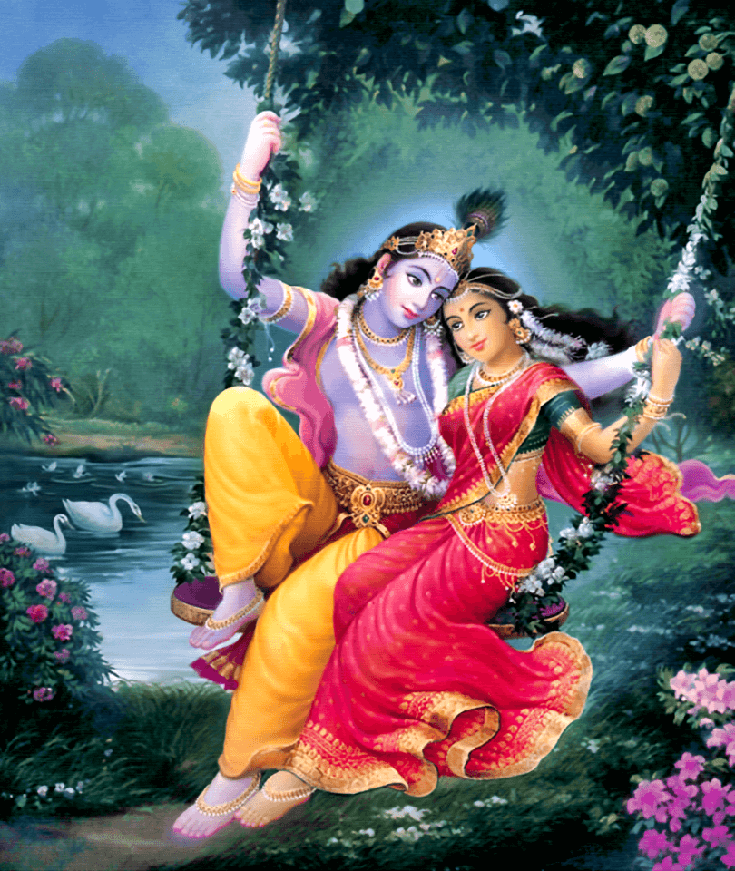 Radha Krishna Swinging Flute PNG